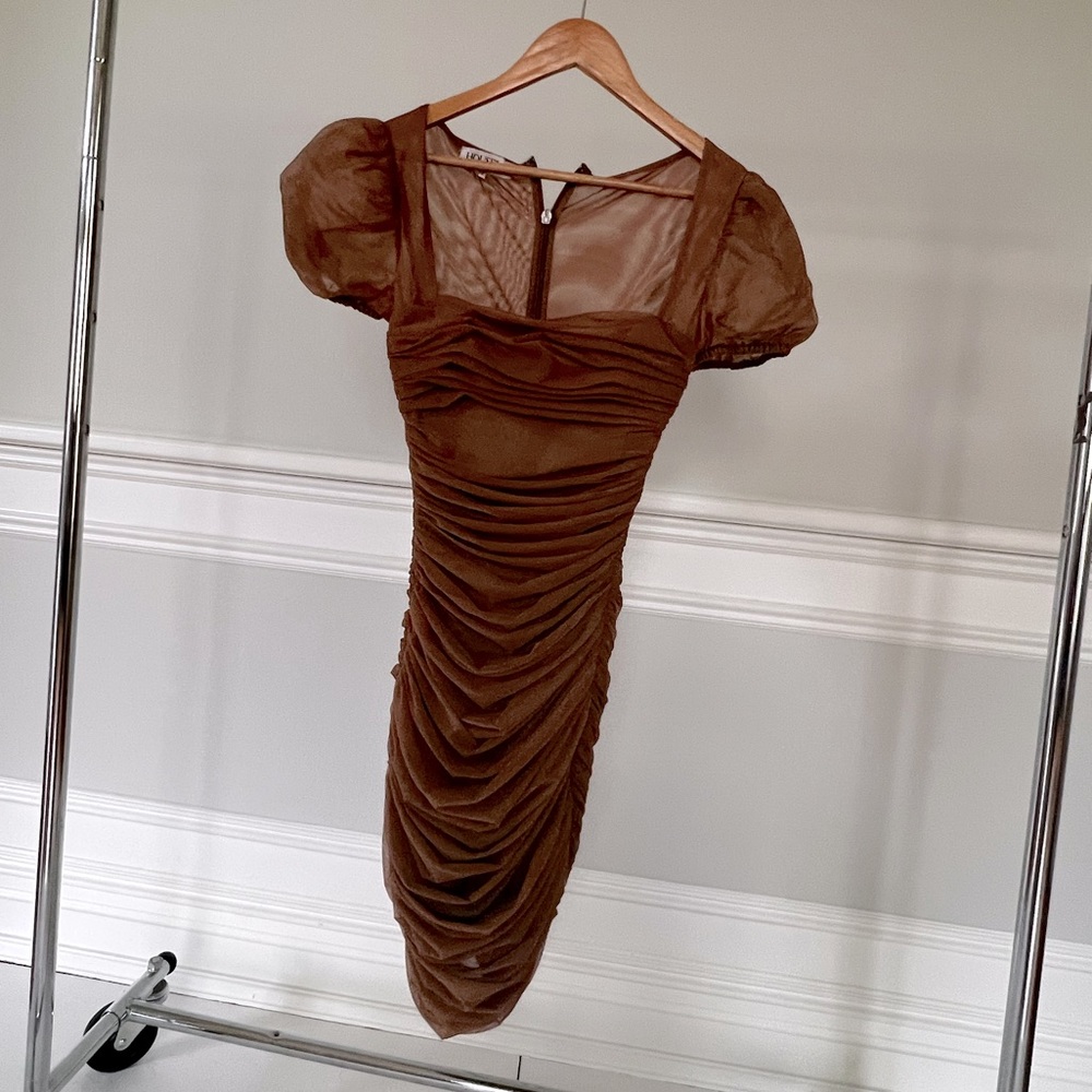 Nude corset midi dress. Stretch material